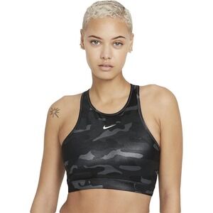 Nike Dri-FIT Swoosh Sports Bra Black‎ Camo Small Support Racerback